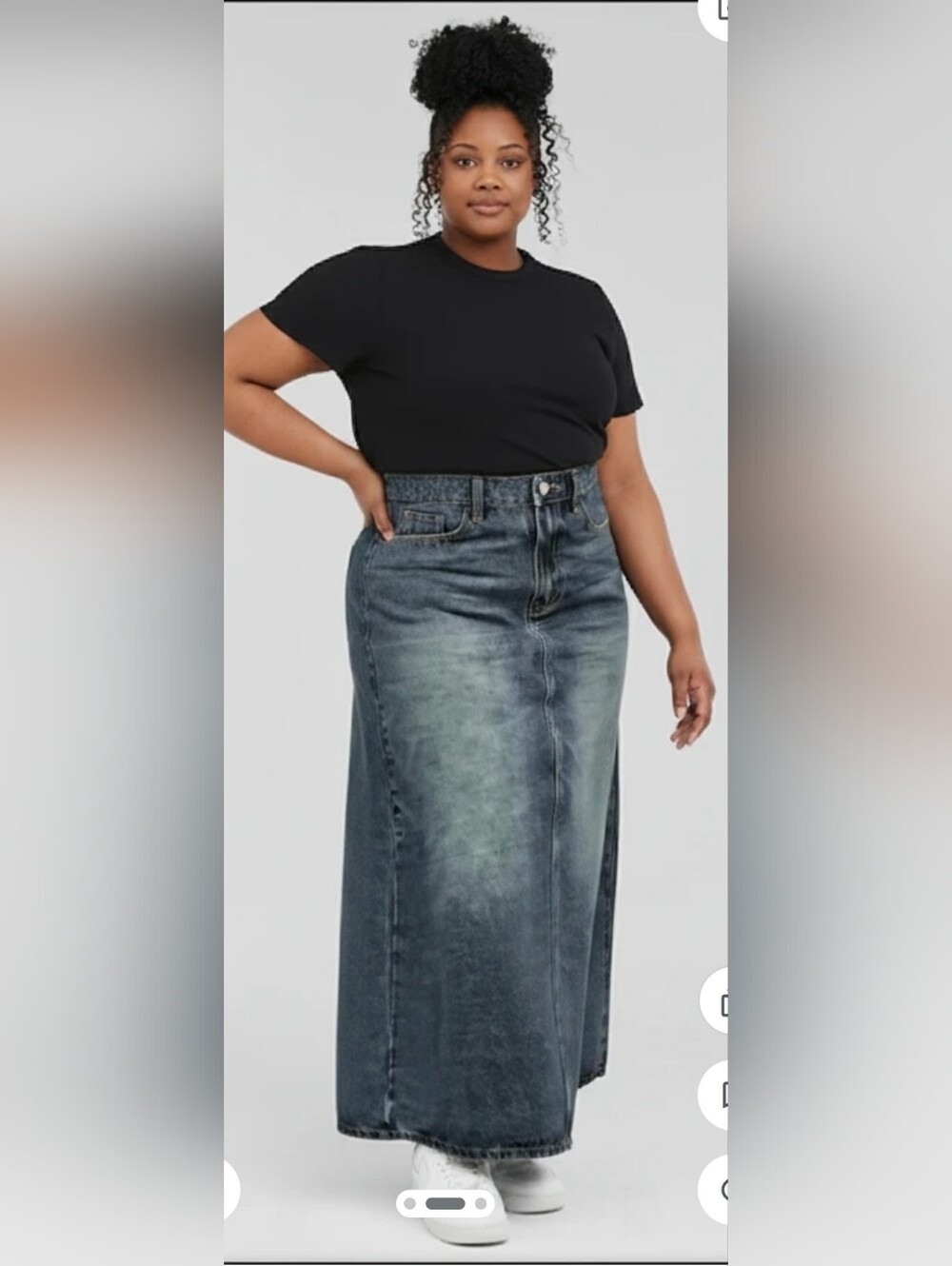 CIDER Denim Mid Waist Solid Pocket Maxi Skirt